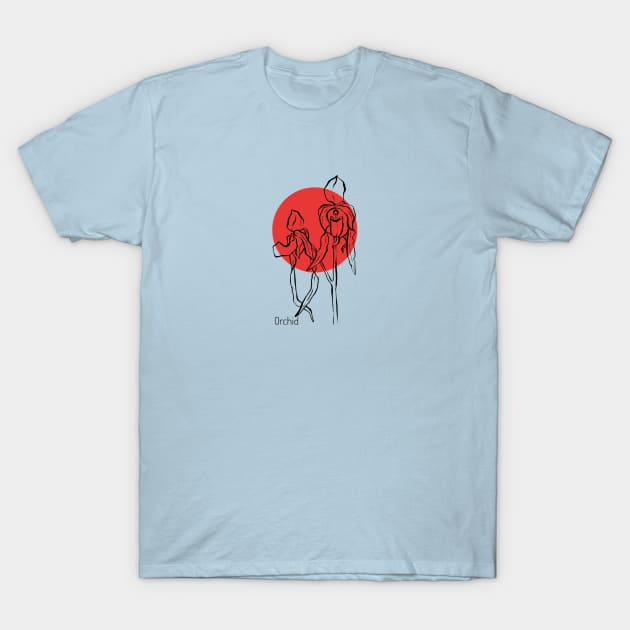 Orchid on red circle T-Shirt by Art by Taya 